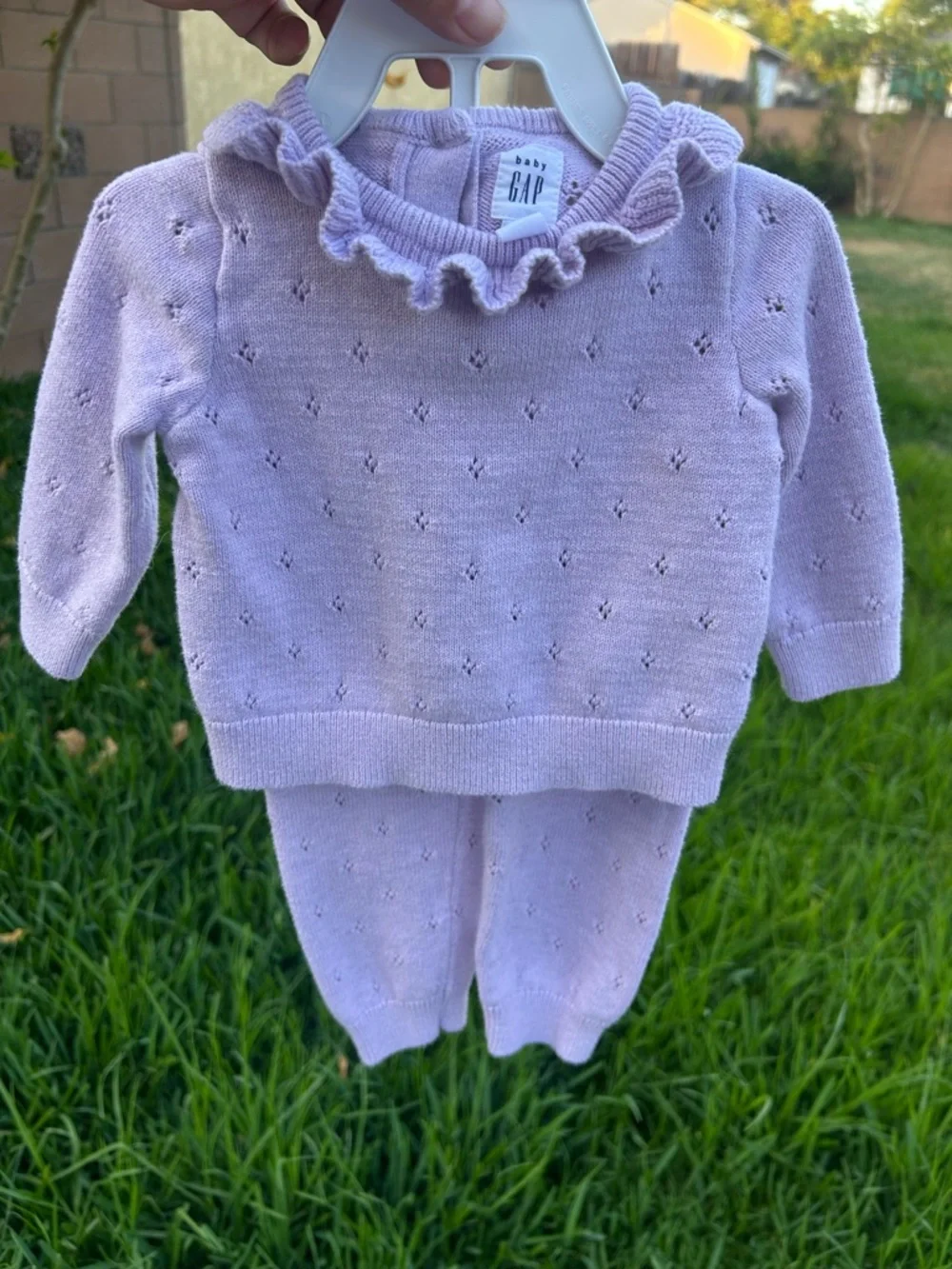 GAP Baby Lilac Ruffle Knit Sweater